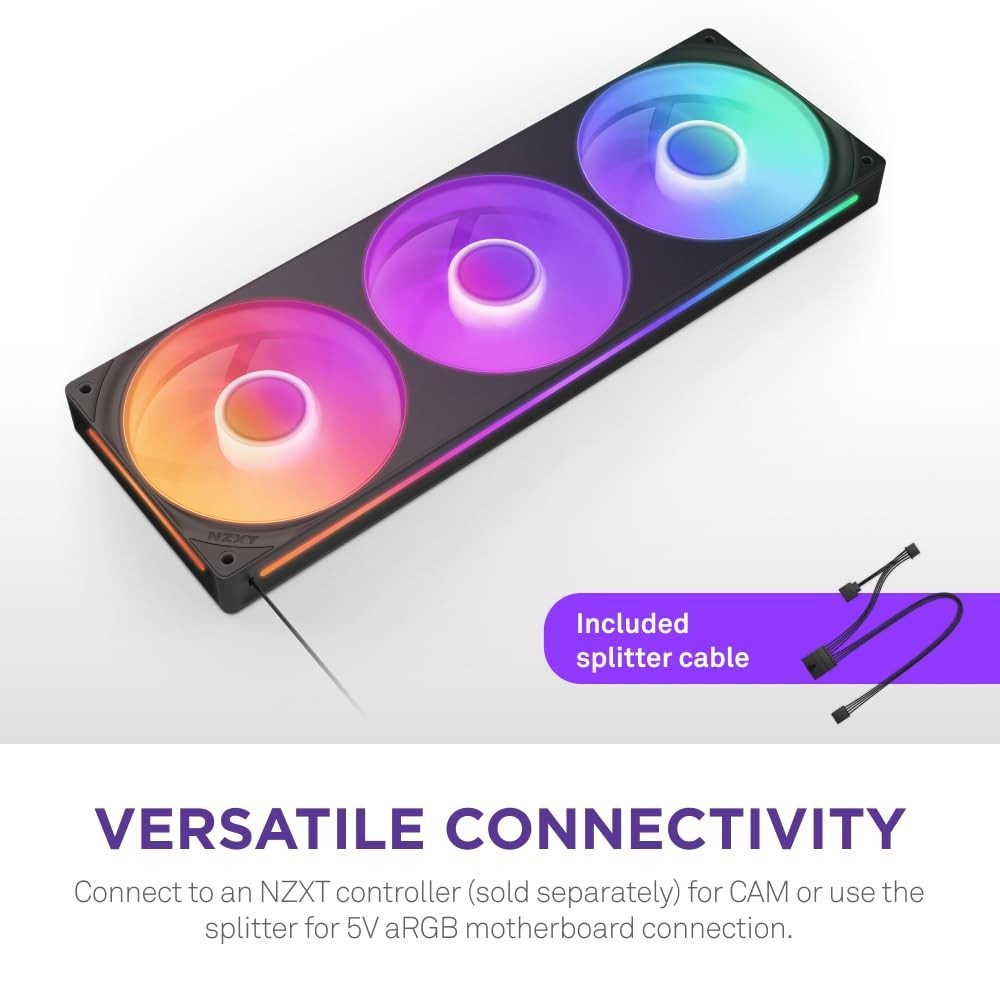 NZXT – F360 RGB Core – 360mm Single-Frame Case Fan Unit with 3 x 120mm RGB Fans