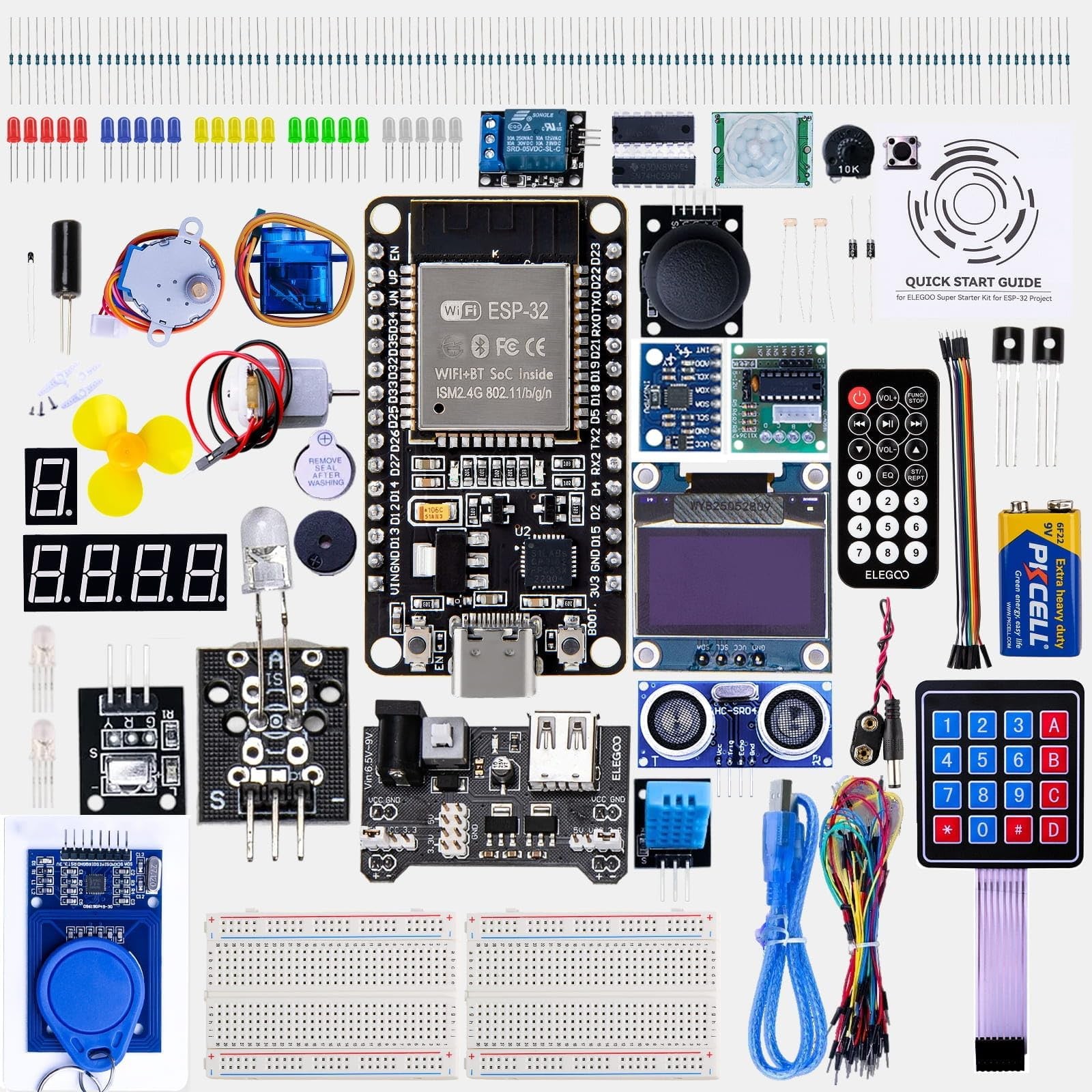 ESP-32 Super Starter Kit with Tutorial and Development Board USB-C Dual Core Mic