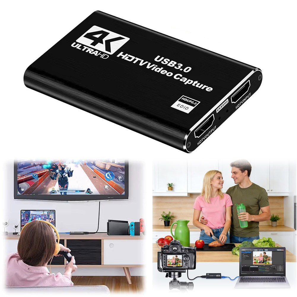 4K HDMI Capture Card for Streaming, Full HD 1080P 60FPS USB Cam Link Game Audio