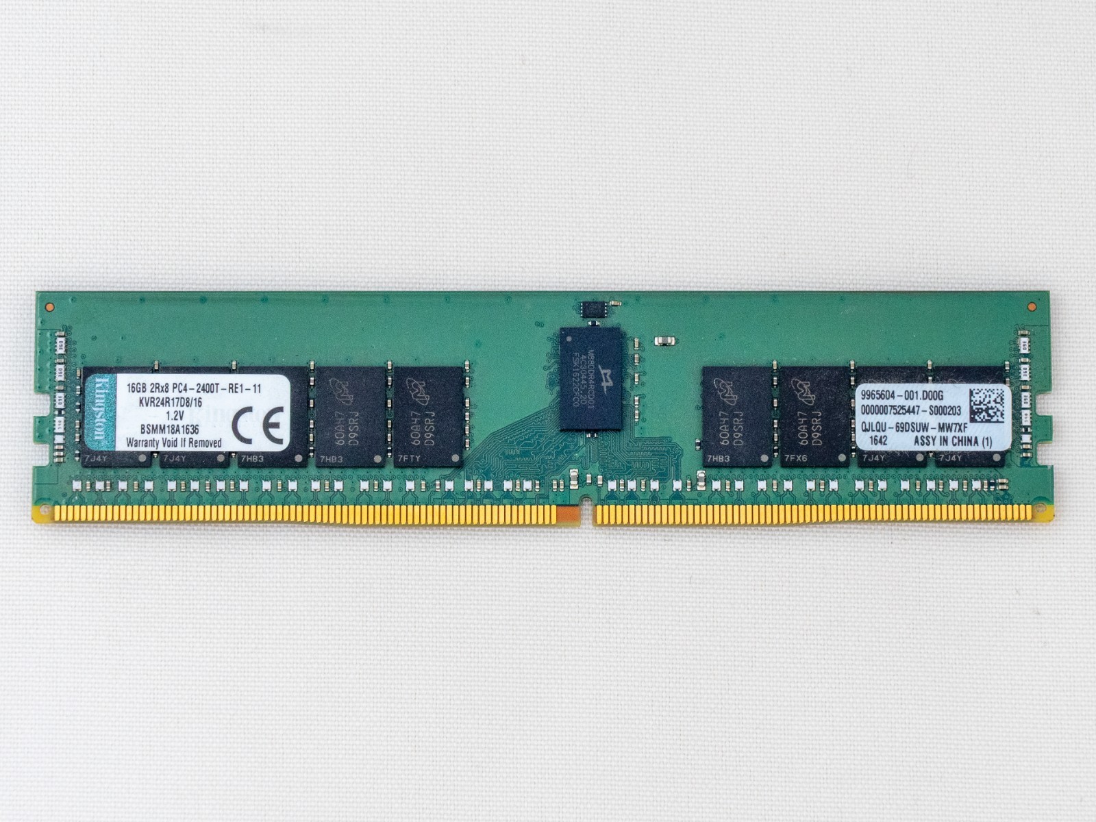 Kingston 16GB PC4-2400T PC4-19200 DDR4 REG-ECC DIMM KVR24R17D8/16 Server RAM