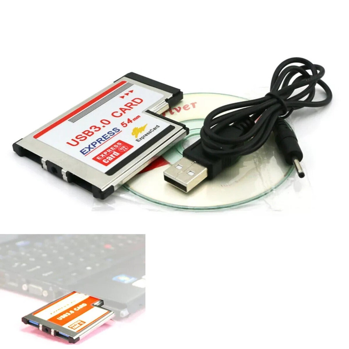 54 mm USB 3.0 2 Dual Ports HUB Express Adapter Card for PCMCIA Laptop
