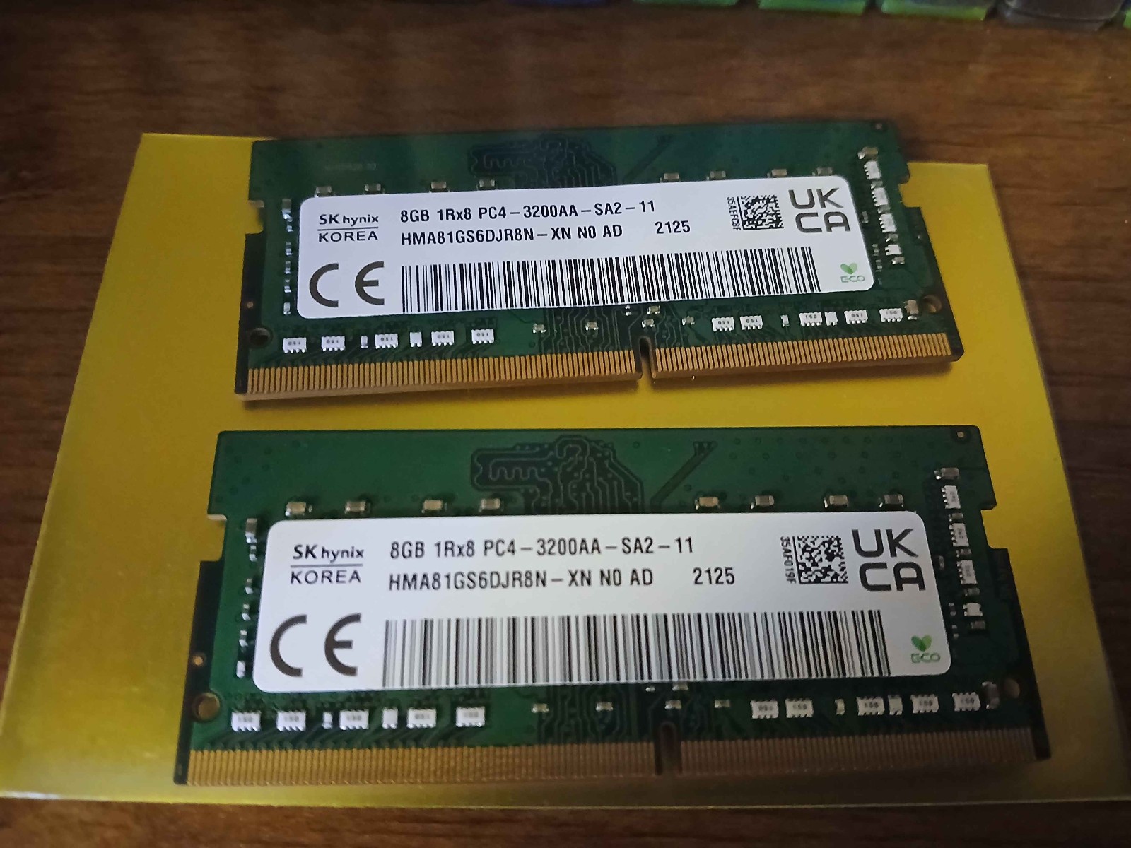2 SK Hynix 8GB DDR4 3200MHz PC4-3200AA Laptop RAM SODIMM 1Rx8 (16gb total)