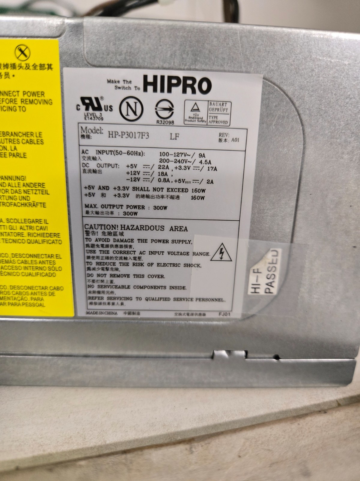 Hipro HP-P3017F3 Power Supply 300W for Dell Desktop Computer