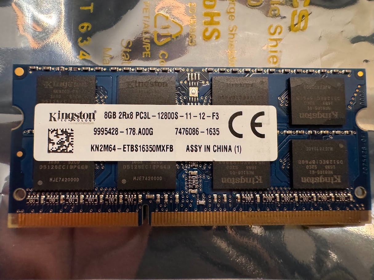 Kingston KN2M64-ETBS16350MXFb 8GB PC3L-12800S DDR3-1600 SODIMM Laptop Memory