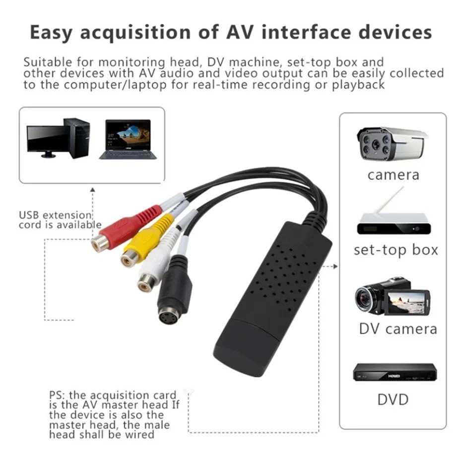 USB 2.0 Audio Video VHS to DVD VCR PC HDD Converter Adapter Digital Capture Card