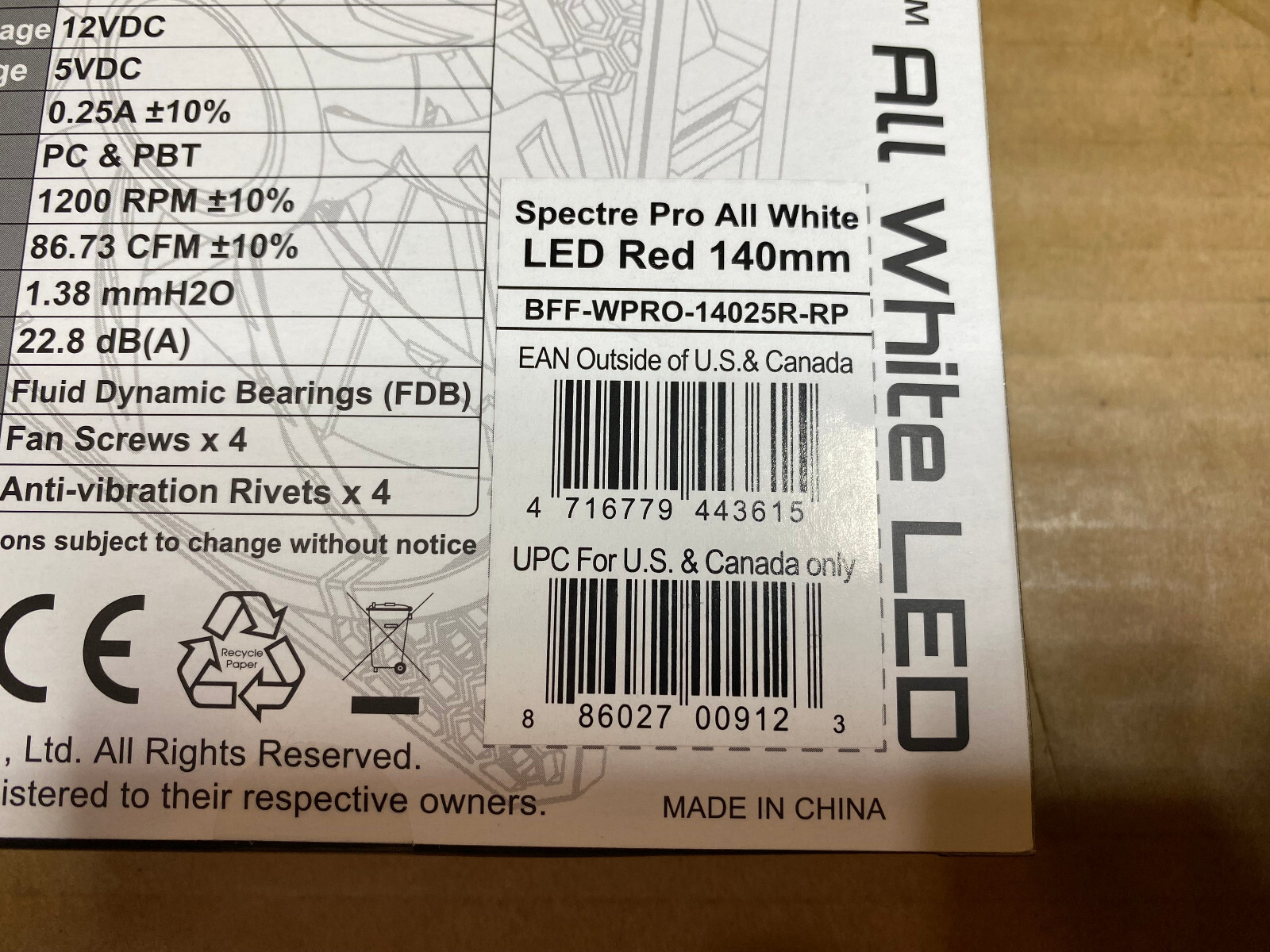 LOT 3x BitFenix Spectre Pro 140mm RED LED Case Fan 3-pin * BFF-WPRO-14025R-RP