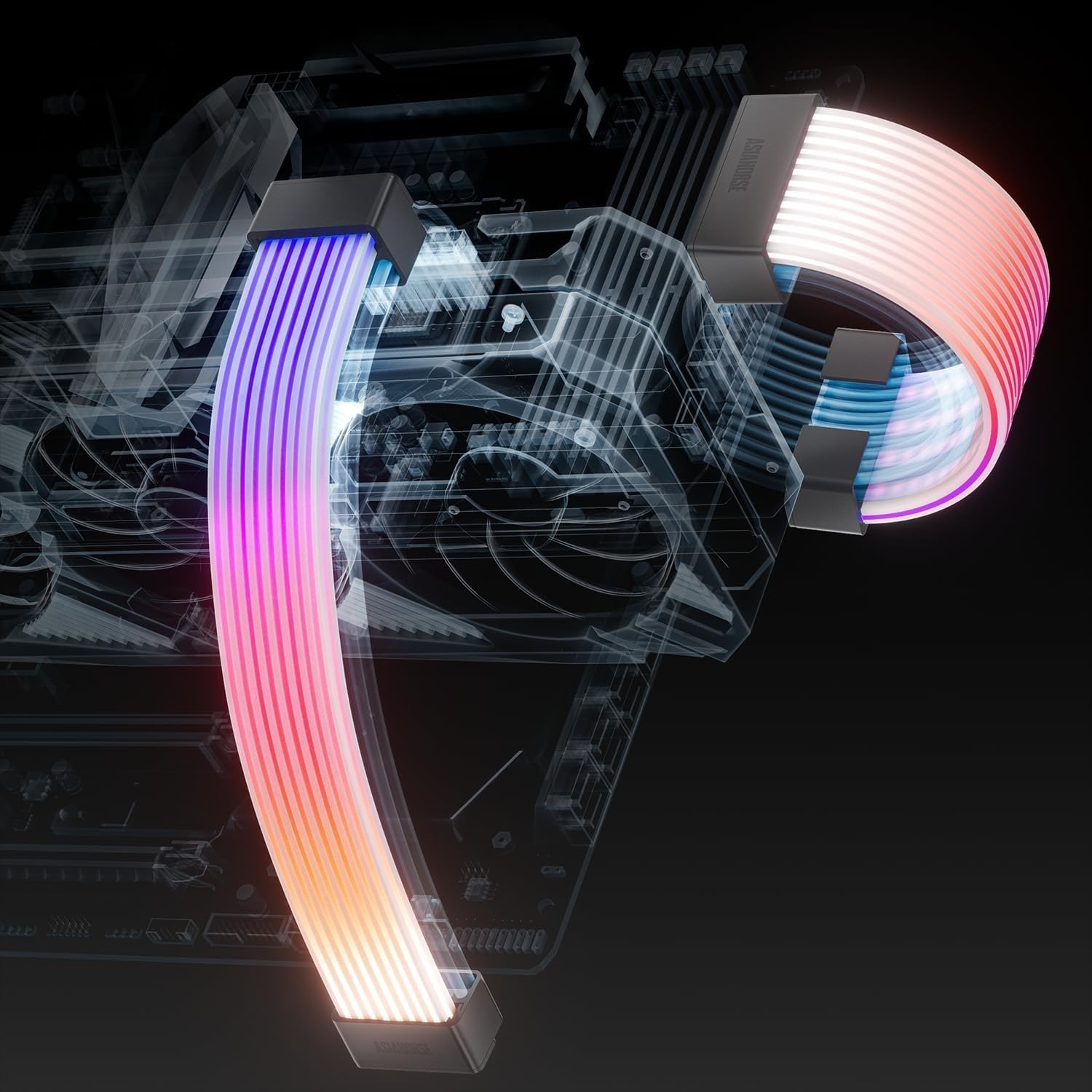 Asiahorse Aurora RGB Cable Cover with 108 Addressable LEDs, RGB Power Cable