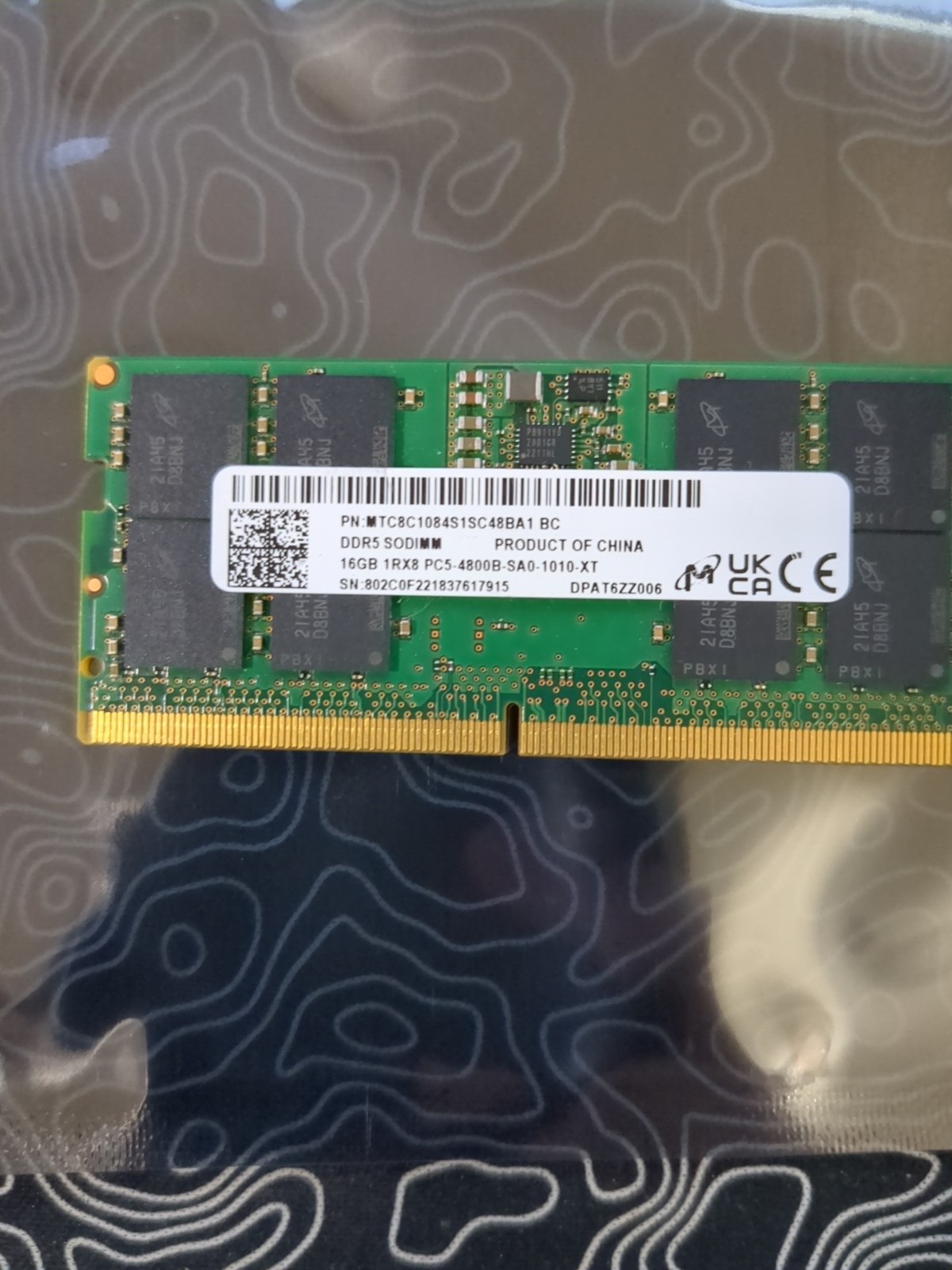 Micron 16GB DDR5-4800 PC5-38400 1Rx8 SODIMM Laptop Memory MTC8C1084S1SC48BA1 BC