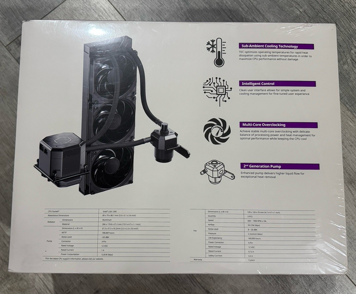 NEW COOLER MASTER MasterLiquid ML360 SUB ZERO Water Cooler TEC AIO Water Cooling