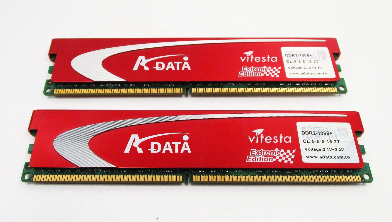 4GB – Lot of 2 ADATA AD21066E002GOU 2GB PC2-8500U DDR2 1066MHz Memory