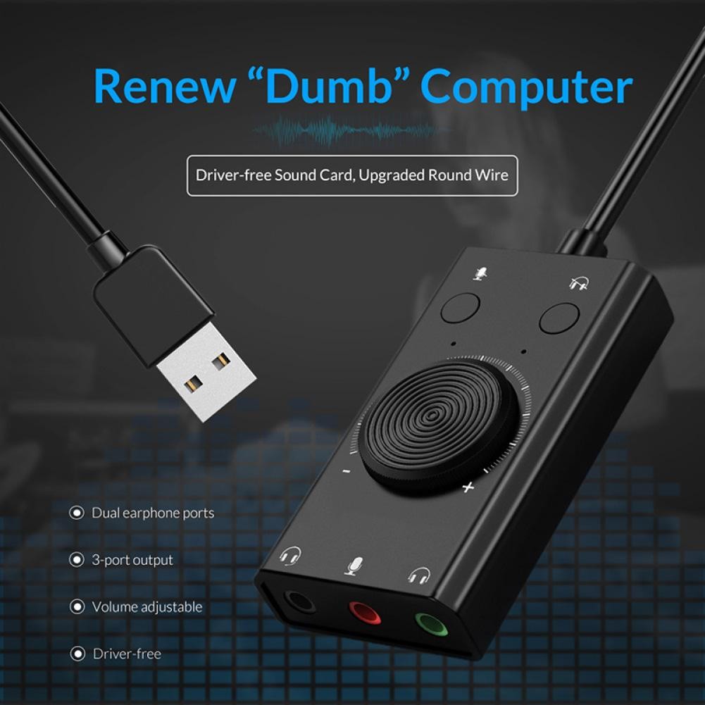 2-in-1 15Hz-25KHz Universal External USB Driver-Free Sound Card LED Indicator