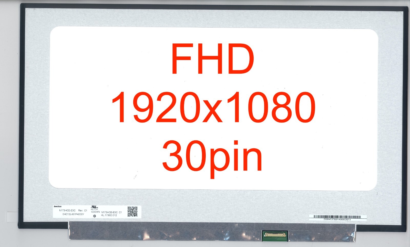CMO InnoLux N173HCE-E3C REV.C1 FHD 1920×1080 IPS Matte 60Hz 30pin LCD LED Screen