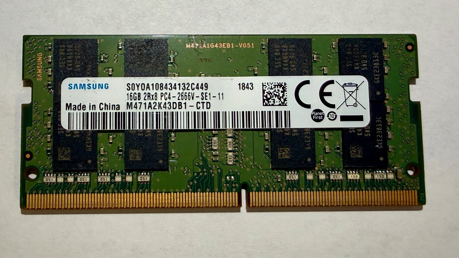 Samsung 16GB DDR4-2666 SODIMM RAM Upgrade Kit (1x16GB) PC4-21300 2Rx8 Tested