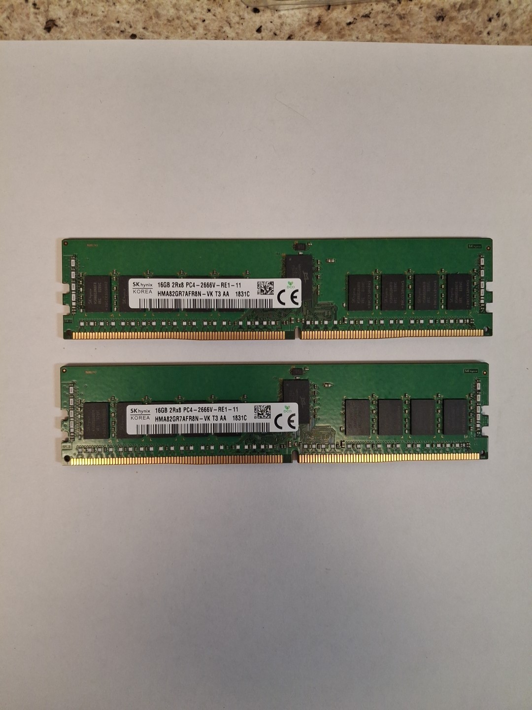 Lot of 2 SK hynix 16GB DDR4 DIMM PC4-2666 288-Pin Ram HMA82GR7AFR8N-VK Tested