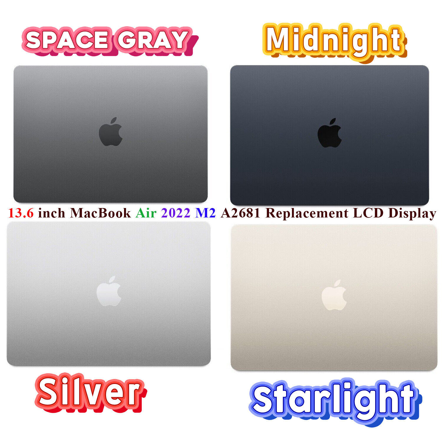 New A2681 Apple MacBook Air 13.6in M2 2022 – LCD Display Assembly Panel Midnight