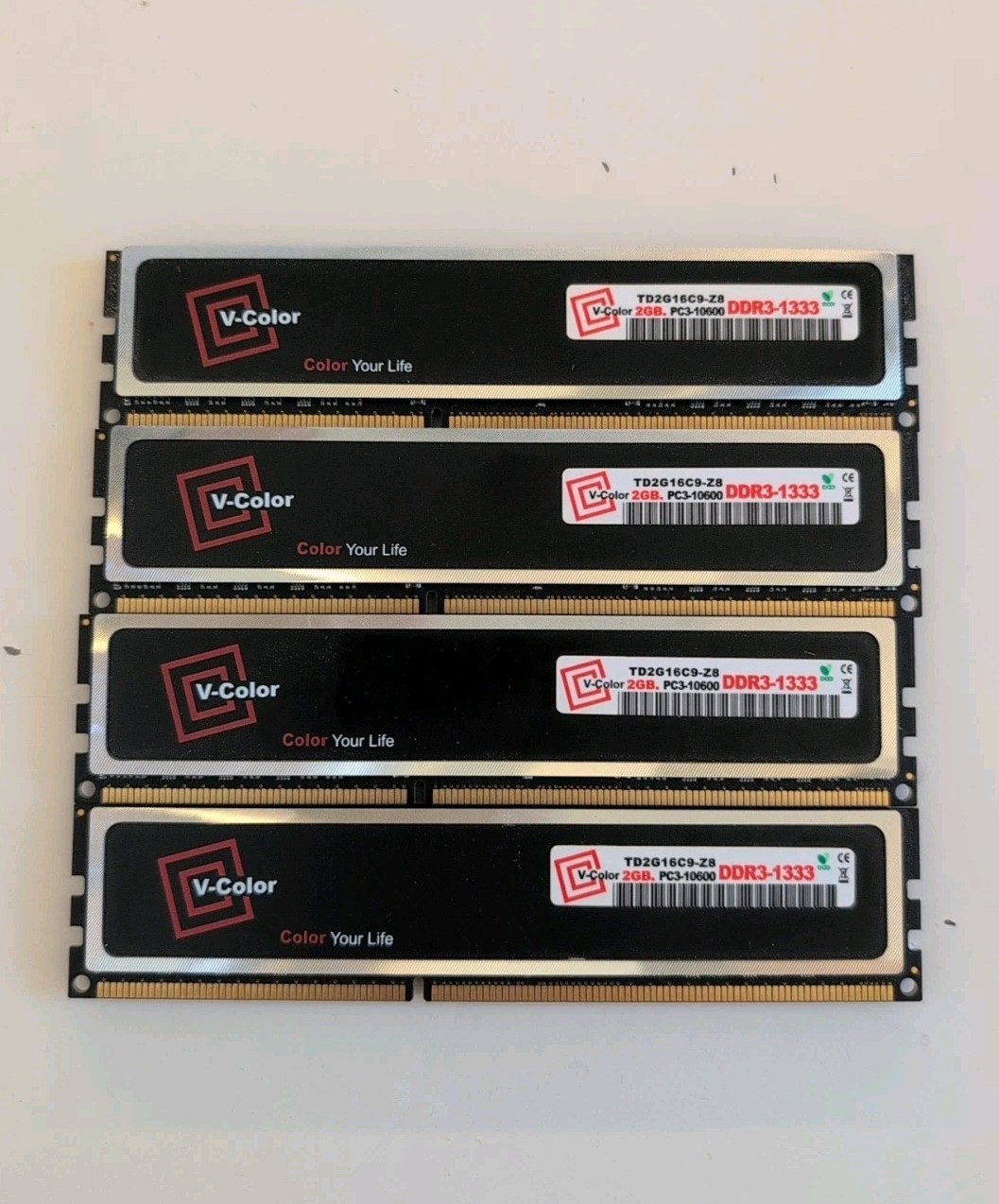 V-Color 8GB (4x2GB) PC3-10600 DDR3-1333 Desktop RAM Memory TD2G16C9-Z8