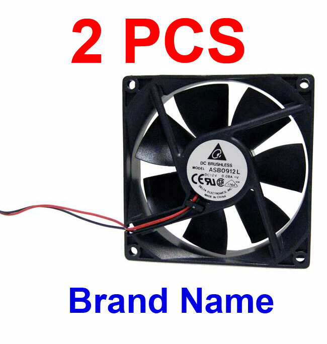 (Lot of 2) Delta Very Quiet 92mm x 25mm DC 12V 2-PIN Terminals Cooling Fan