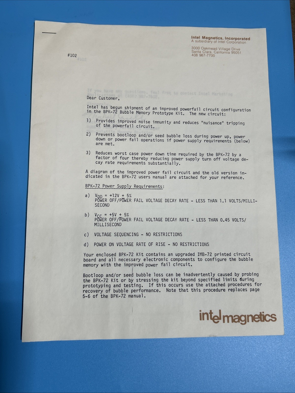 Rare NIB Intel Magnetics BPK-72 Bubble Memory Prototype Kit 7110,Complete W/Docs