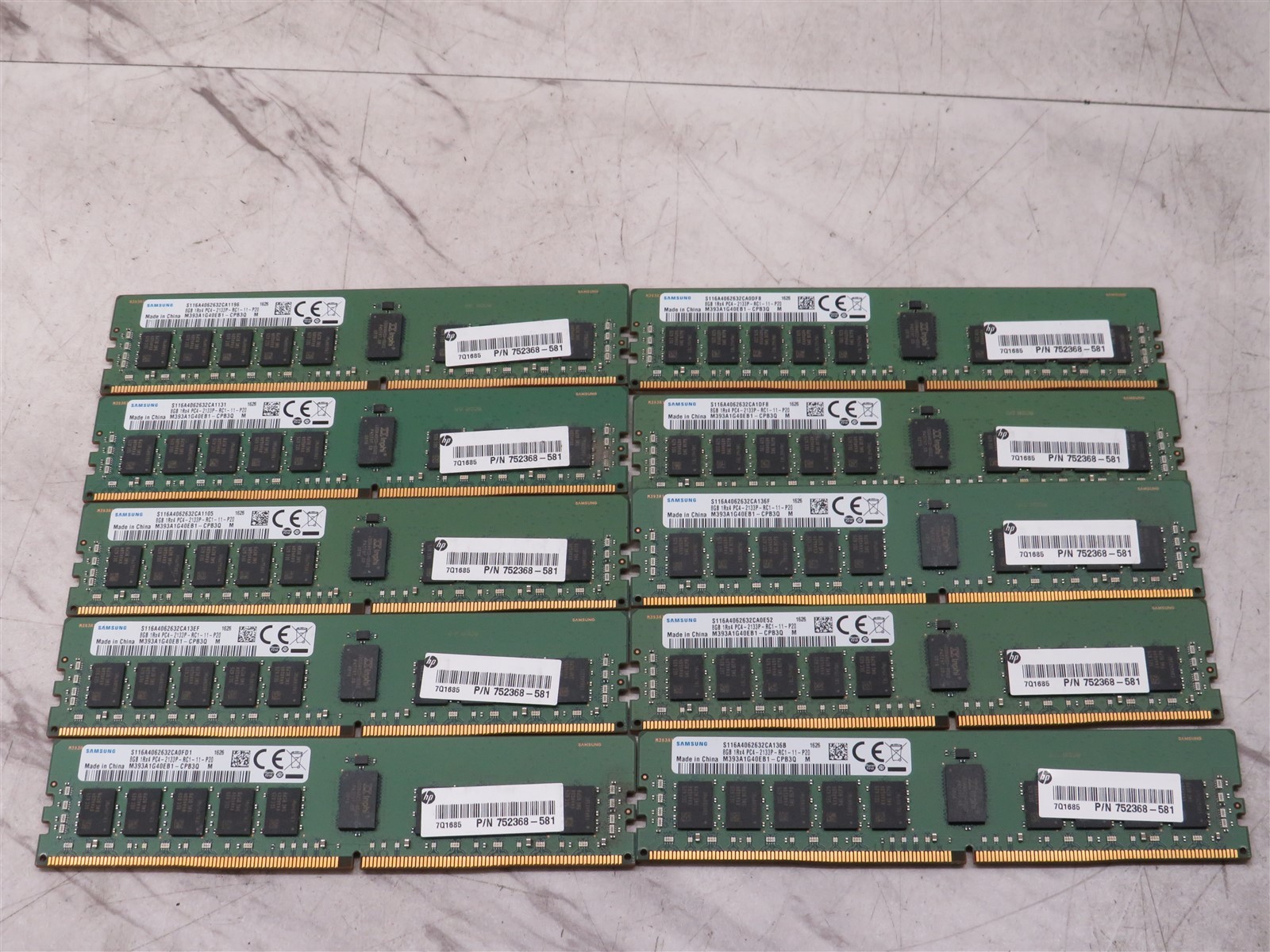 Lot of 10 Samsung 8GB 1Rx4 PC4-2133P-RC1-11-P20 ECC SERVER Memory DDR4 RAM