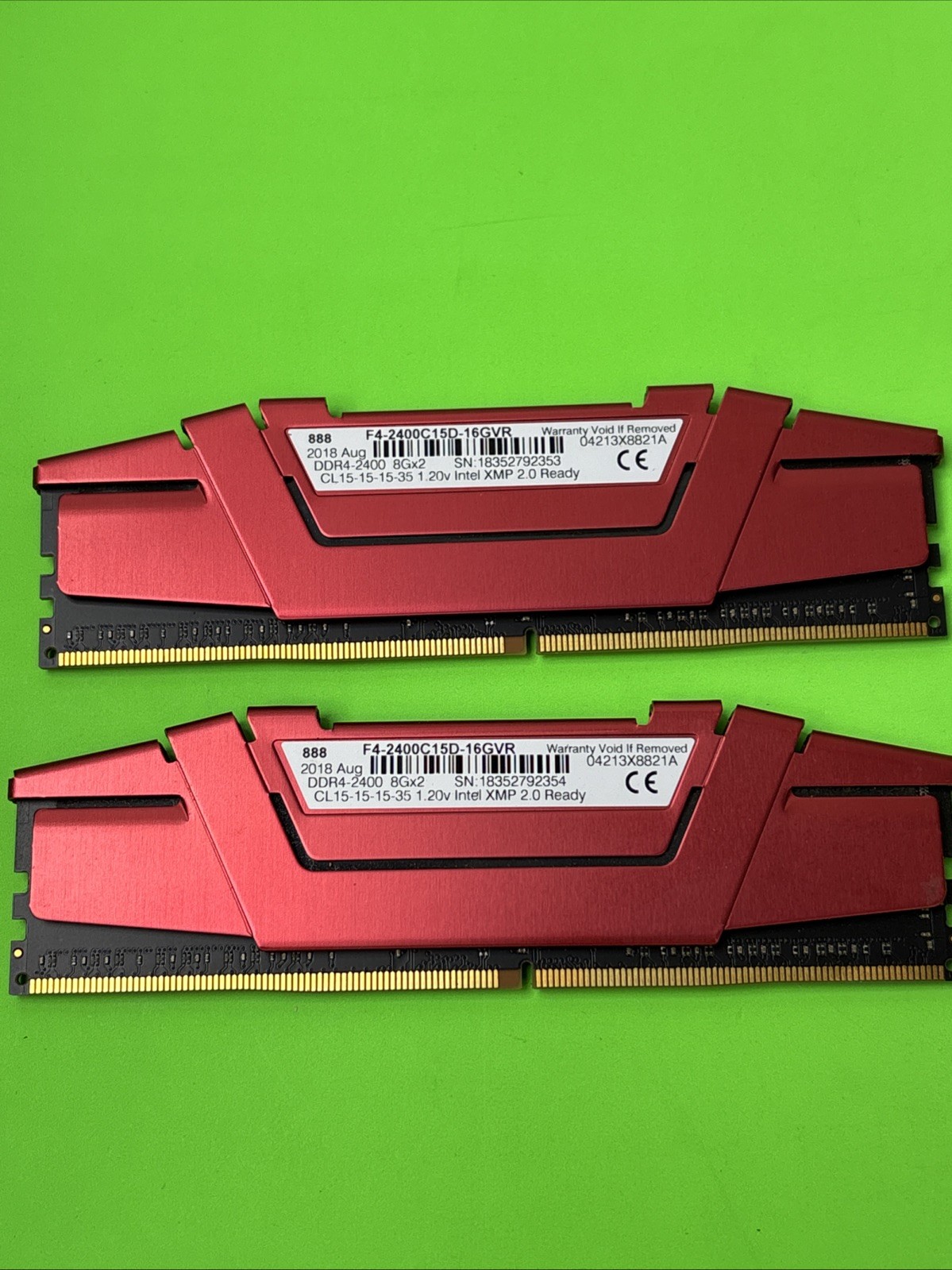 (2) G.SKILL Ripjaws V 8GB DDR4 2400MHz PC4-19200 Desktop RAM F4-2400C15D-16GVR