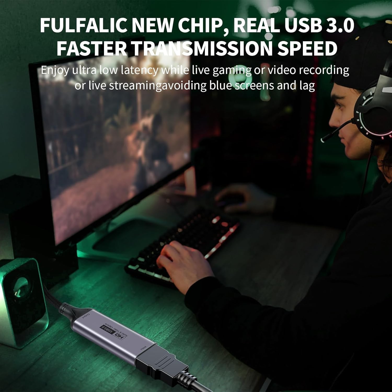 Ultra-Low Latency HDMI to USB C Capture Card for Seamless Gaming & Teaching