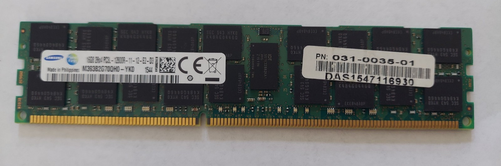 EMC 031-0035-01 16GB 2Rx4 PC3L-12800R DDR3 Server Memory M393B2G70QH0-YK0,Qty