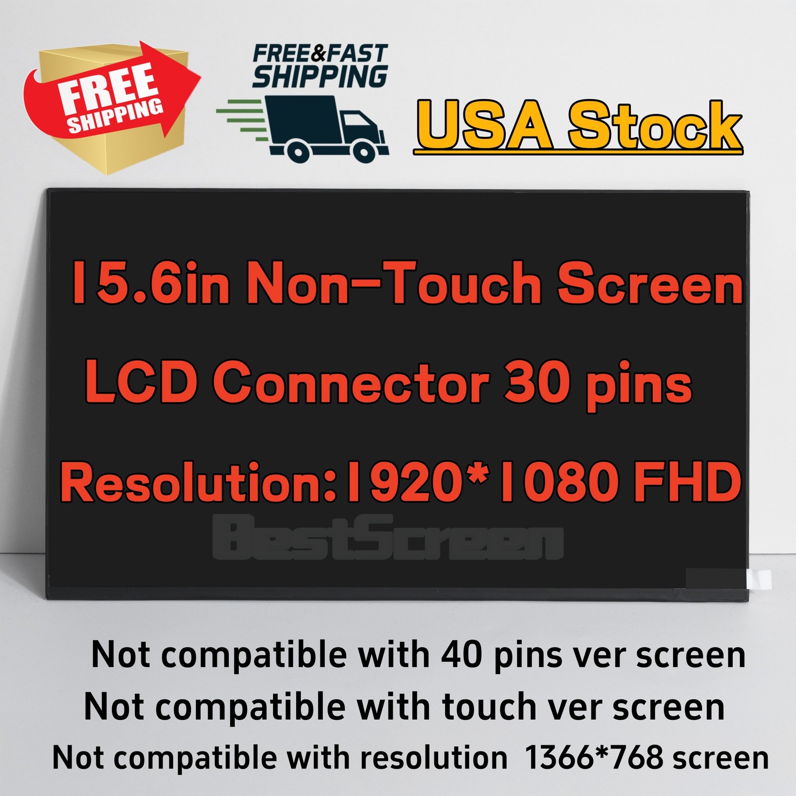 15.6” FHD For Dell INSPIRON 15 5510 Non-touch Screen Replacement LCD Display