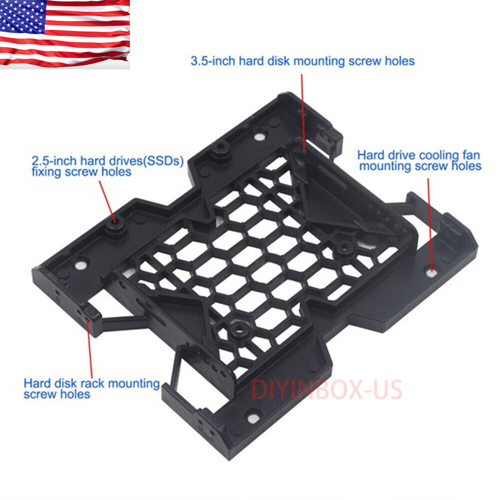 2.5 / 3.5 to 5.25 Drive Bay Computer Case Adapter HDD Mounting Bracket SSD @US