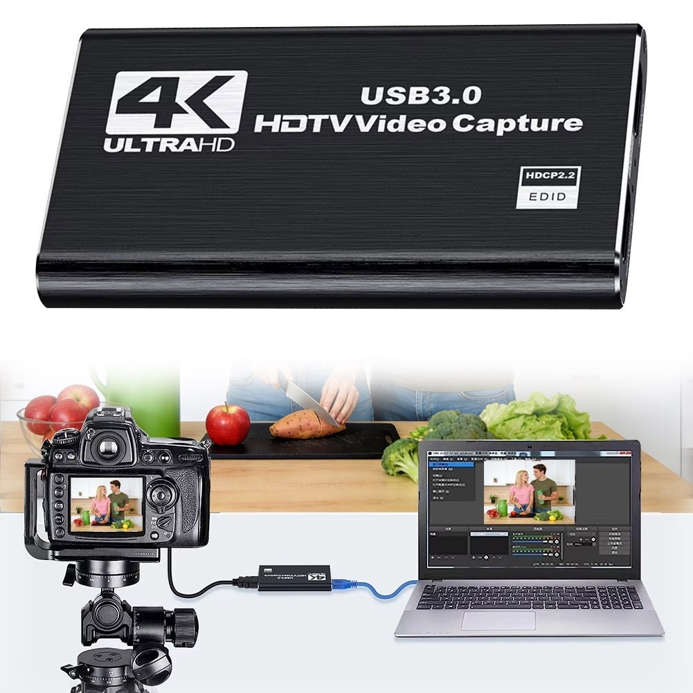 4K HDMI Capture Card for Streaming, Full HD 1080P 60FPS USB Cam Link Game Audio