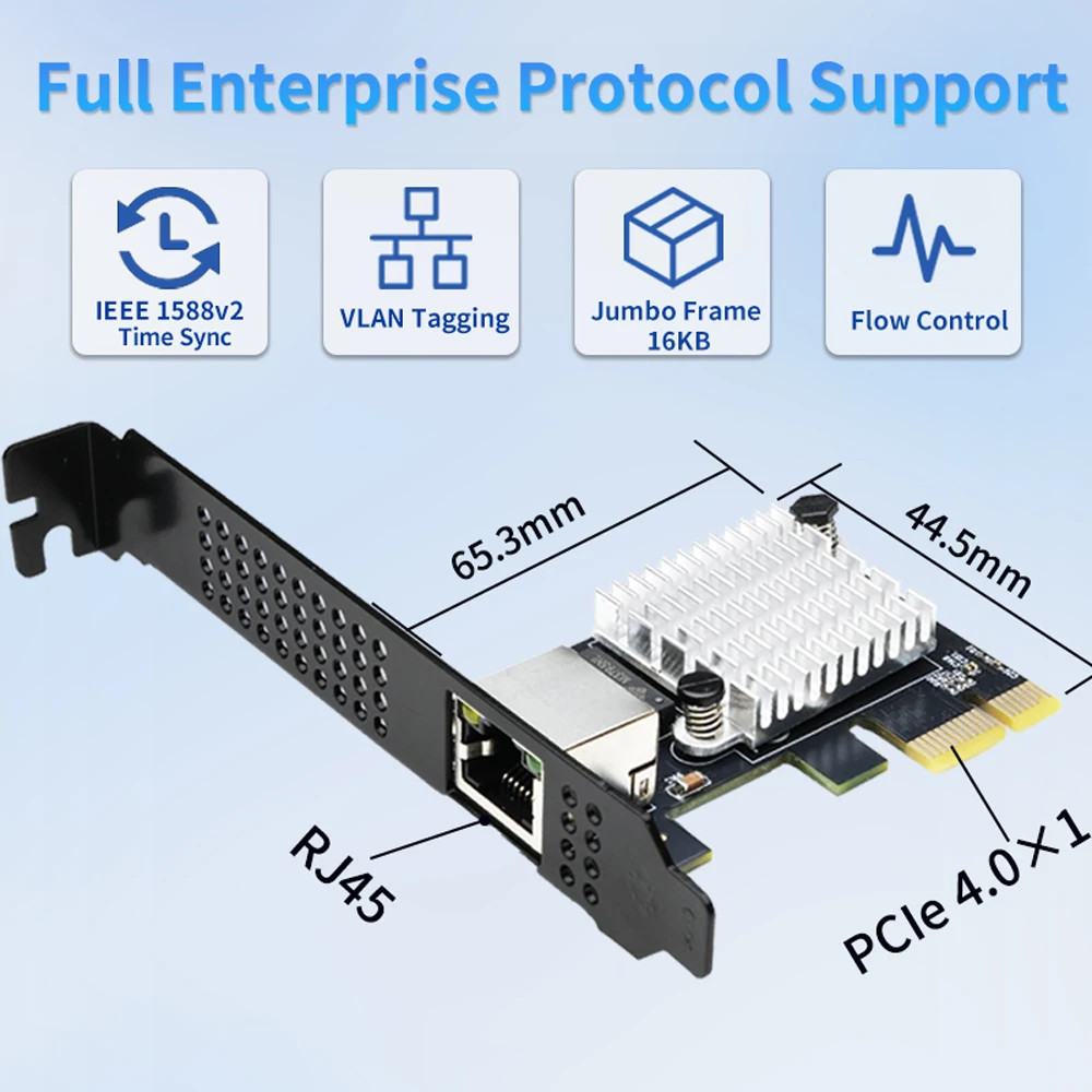 10G Ethernet Network Card PCIe 4.0 Single Port RJ45 Realtek RTL8127 NIC