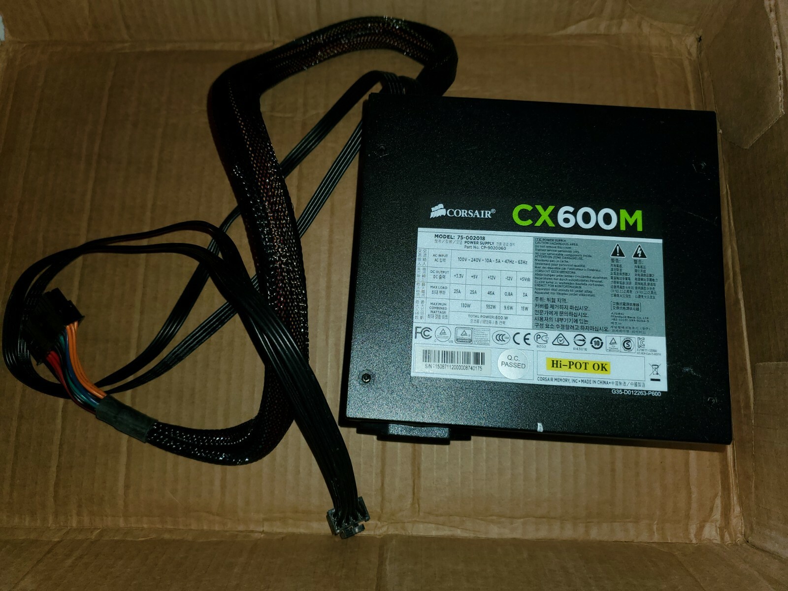 Corsair 75-002018 CX600M 600W Max 80 Plus Bronze Modular ATX Power Supply Unit
