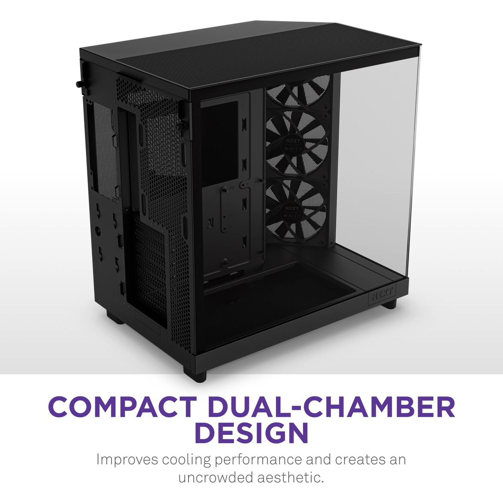 NZXT – H6 Flow ATX Mid-Tower Case with Dual Chamber – Black
