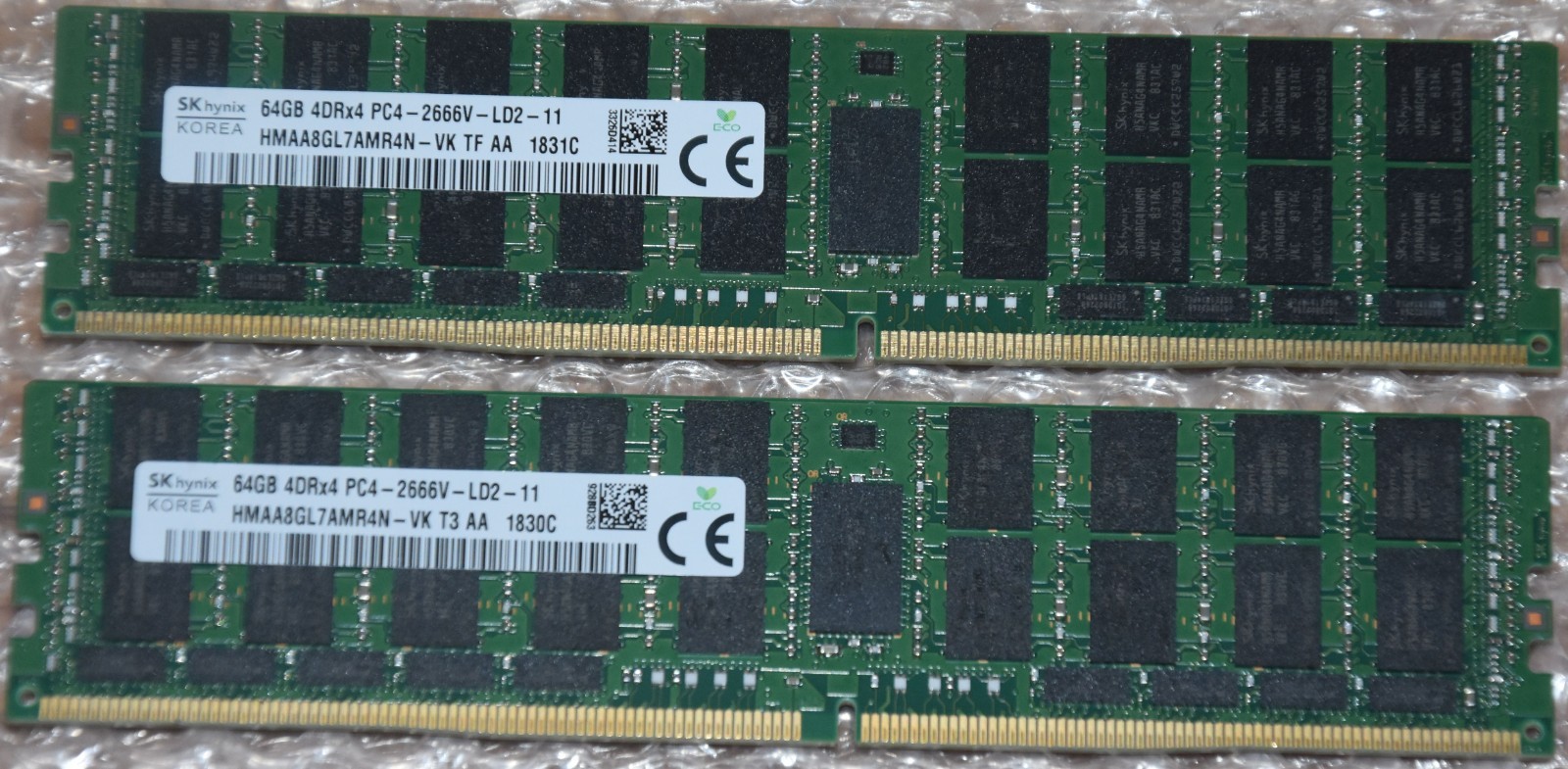 Lot of 2 SK hynix HMAA8GL7AMR4N-VK 64GB 4DRx4 PC4-2666V ECC LRDIMM DDR4 Memory