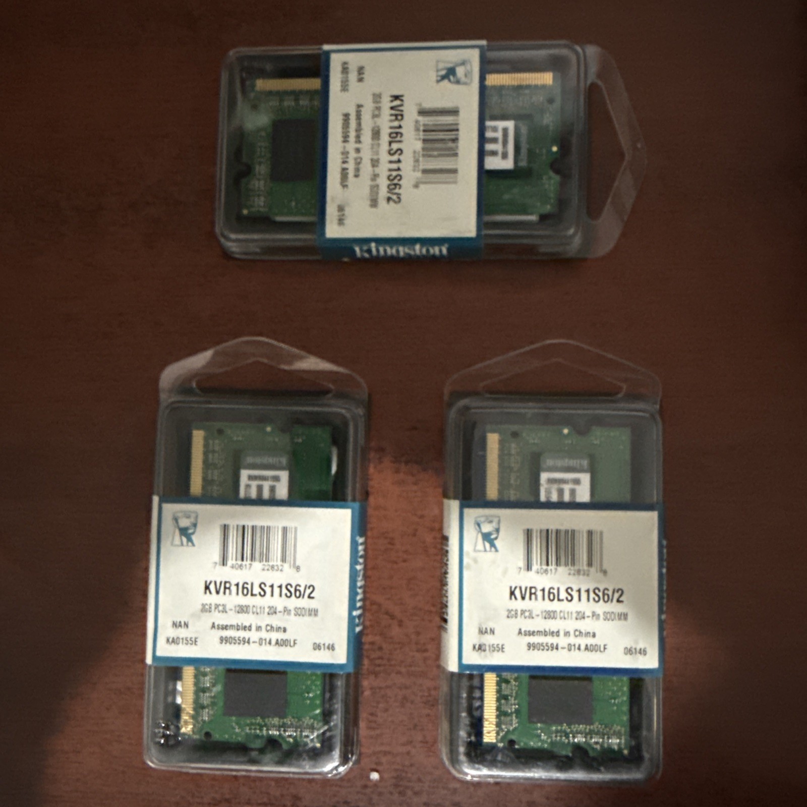 Lot of 3 Kingston KVR16LS11S6/2 DDR3L-1600 SODIMM 2GB/256Mx64