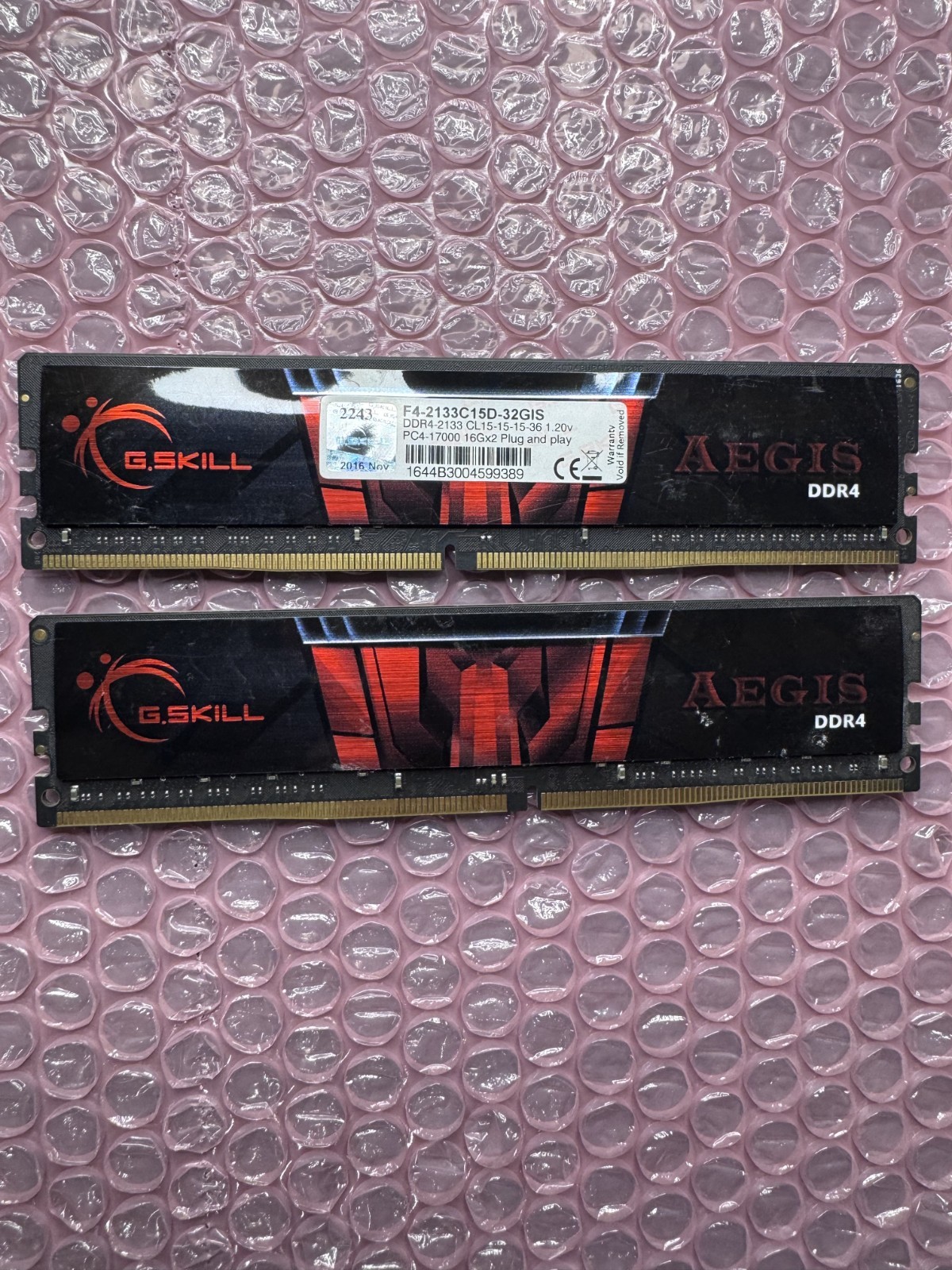 G.SKILL Aegis 32GB (2x16GB) PC4-17000 (DDR4-2133) Memory (F4-2133C15D-32GIS)