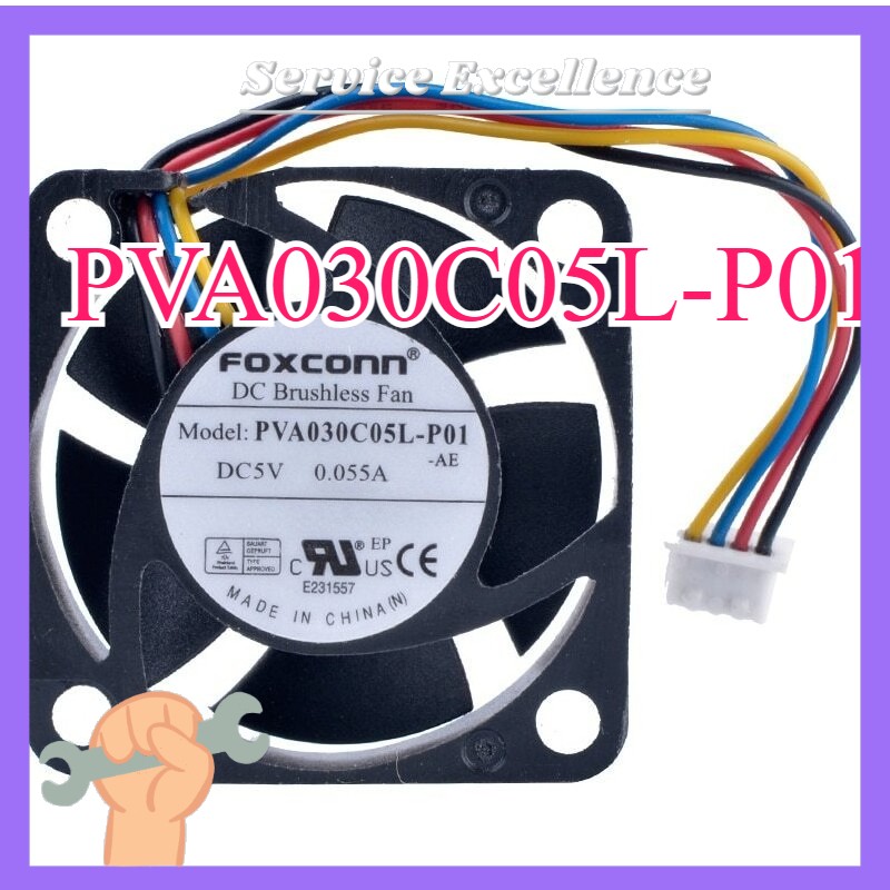 PVA030C05L-P01 3cm 5V Laptop Ultra Quiet Hydraulic Fan Fast Shipping 0.055A 4Pin
