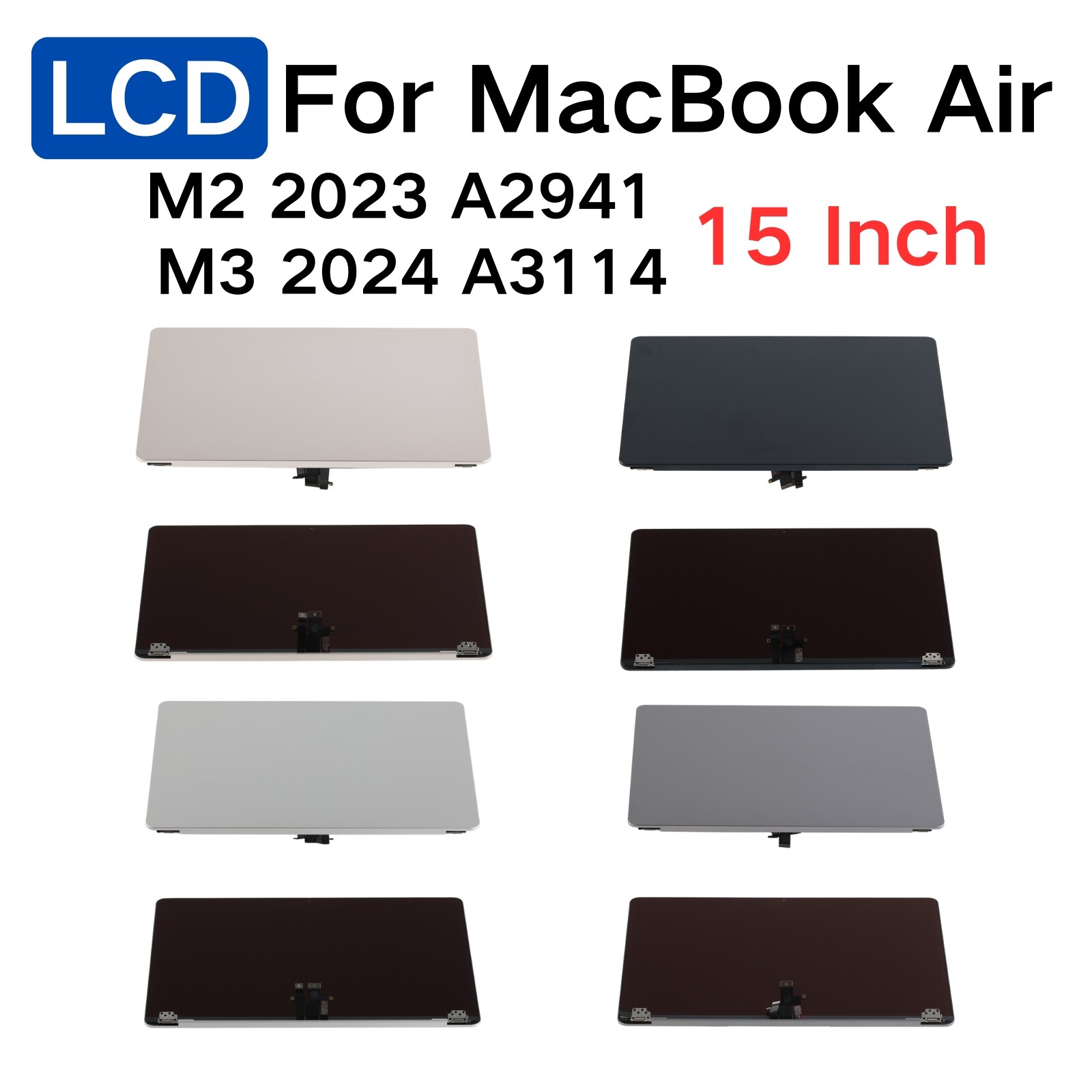 LCD For Macbook Air 2023 M2 A2941 2024 M3 A3114 15″ EMC 9301 8612 Display Screen