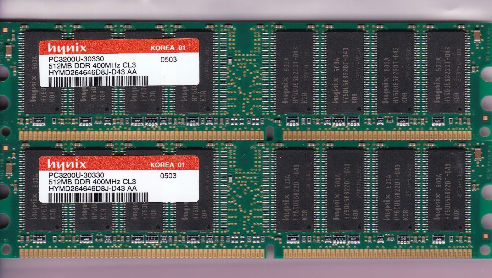 1GB 2x512MB PC3200 HYNIX HYMD264646D8J-D43 AA DDR-400 Ram Memory Kit DDR1 DIMM