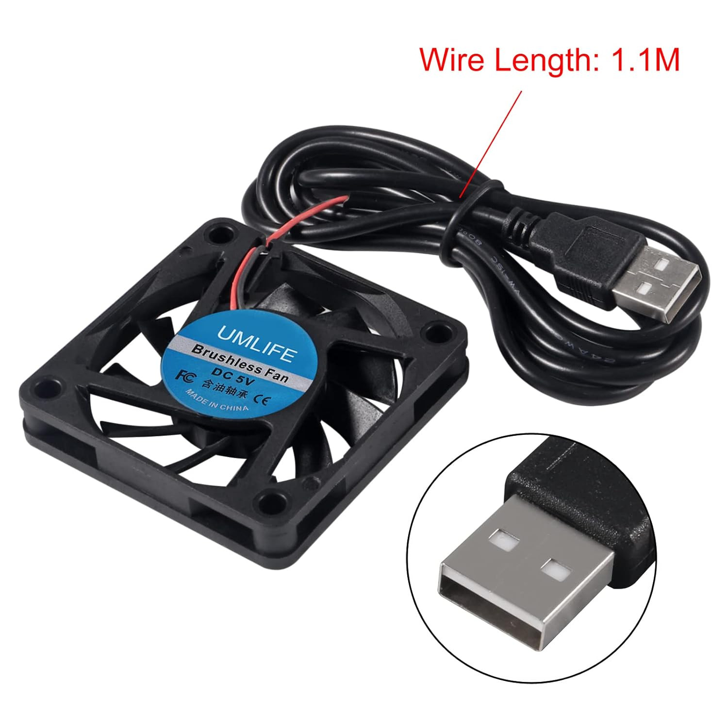4PACK DC 60mm USB Fan 5V 6015 Brushless Cooling Fan 60mmx15mm 5V USB for PC Comp