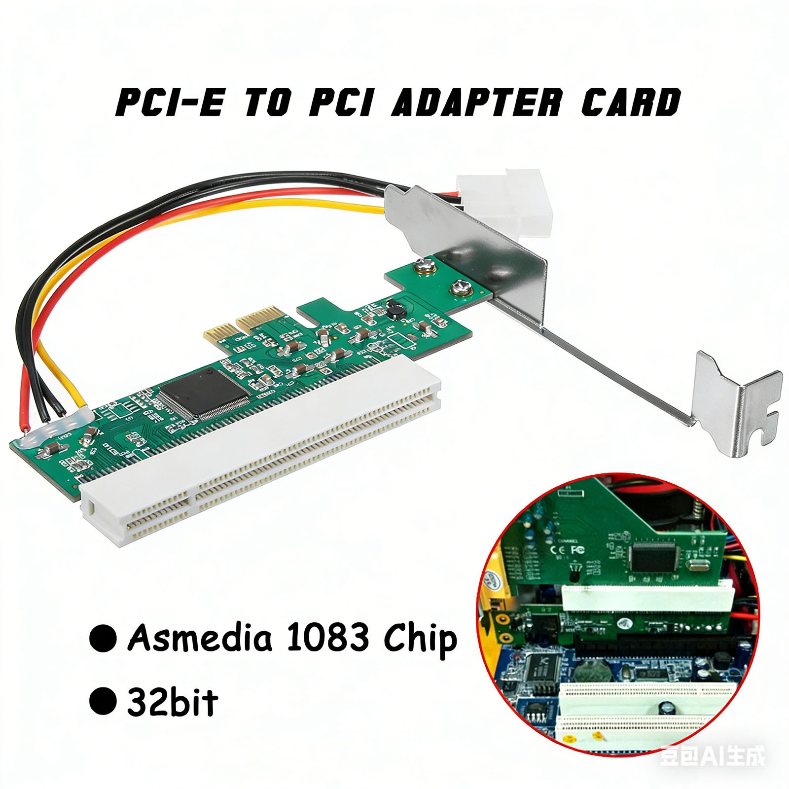 PCI-e PCI Express to PCI Adapter Card Riser Extender Converter 32bit 1083 Chip
