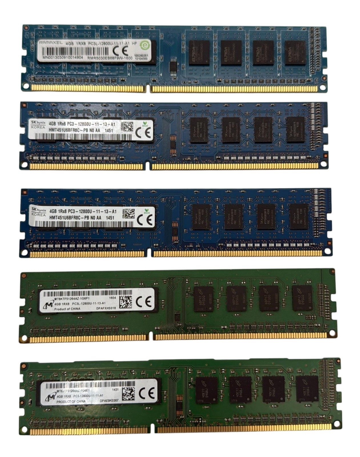 Lot of 50 Major Brand 200GB 50x4GB PC3-12800 DDR3-1600 DIMM Desktop Memory RAM