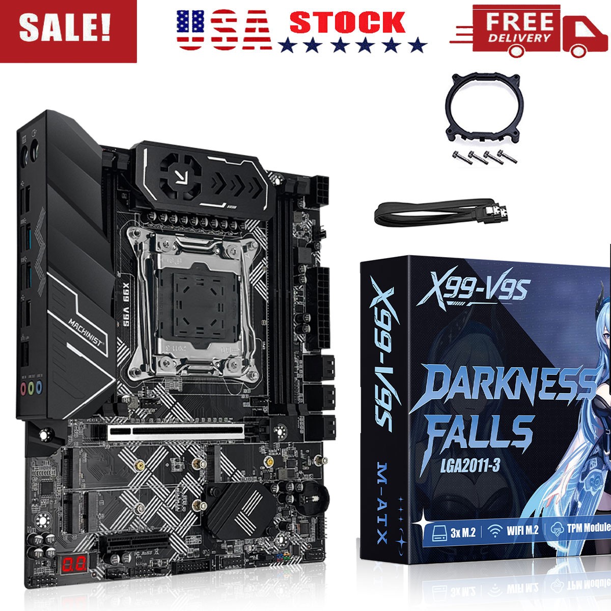 X99 V9S LGA 2011-3 Motherboard DDR4 with PCIe 3.0 SATA 3.0 TPM 2.0 M.2 slot