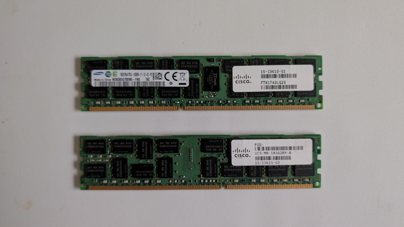 (Lot of 14) Samsung 16GB DDR3-1600MHz PC3-12800 Memory (M393B2G70BH0-YK0)