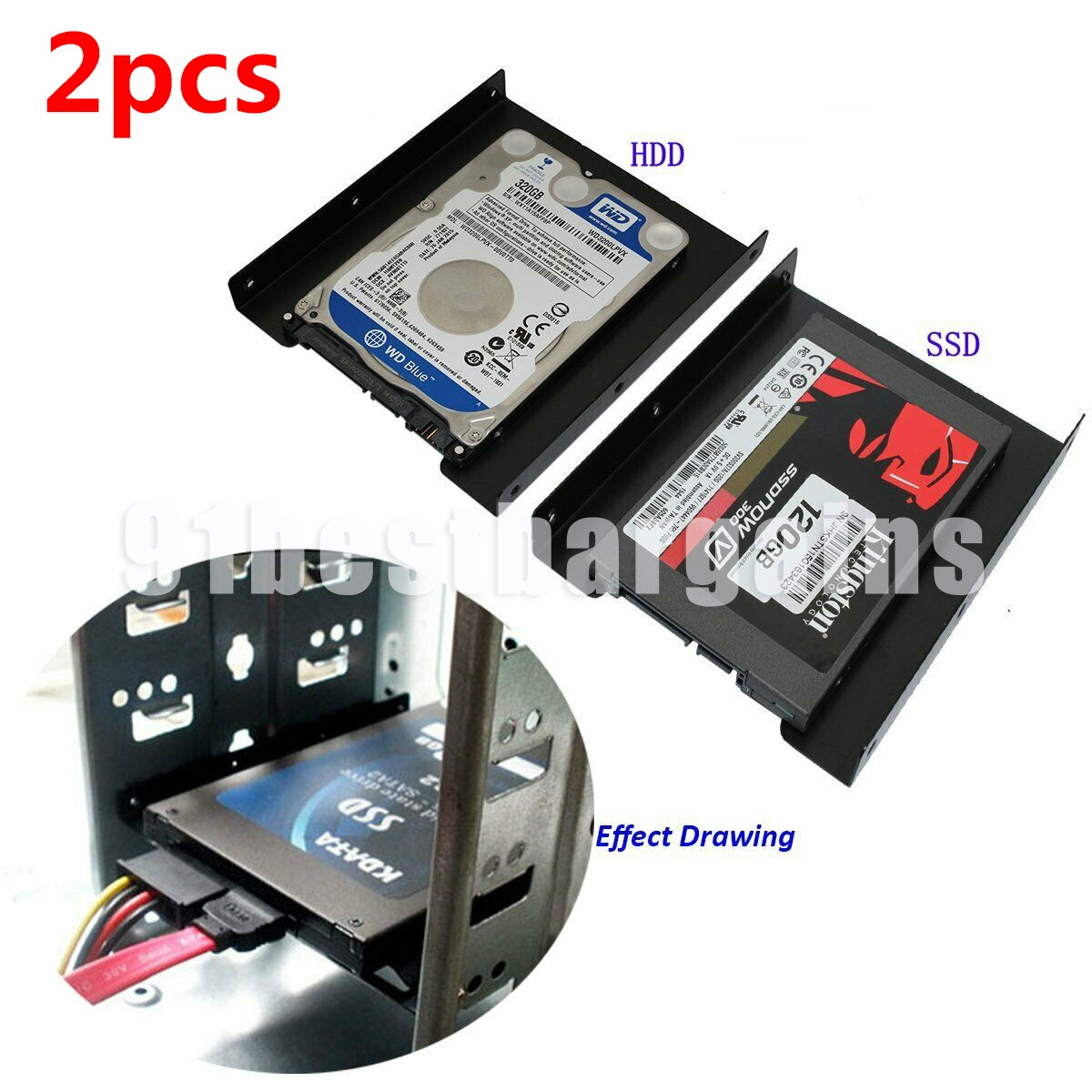 2.5″ to 3.5″ Bay SSD Metal Hard Drive HDD Mounting Bracket Adapter Dock / Tray