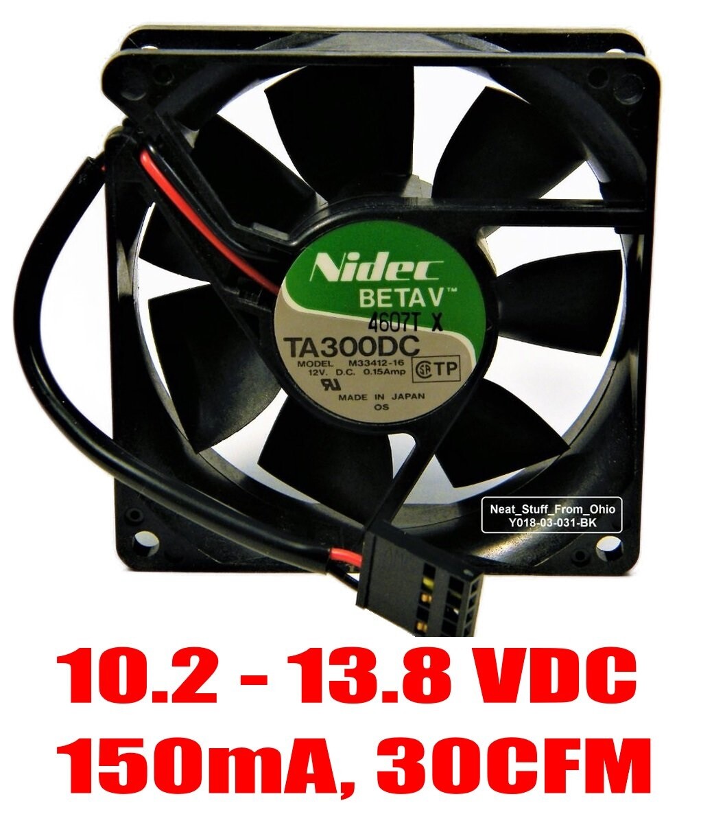 MUFFIN FAN, 12VDC, 150mA, 30CFM: FACTORY-NEW, NIDEC BETA V™ SERIES, 80 x 80 x 25