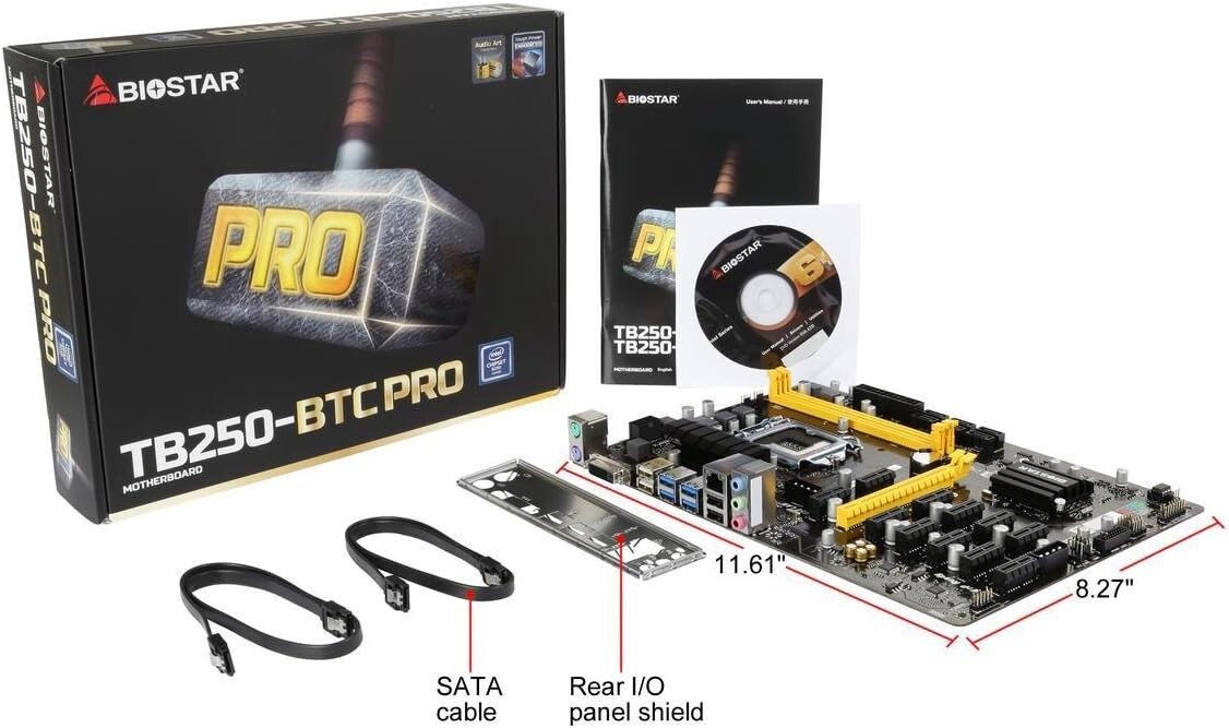 Full Kit MB/CPU/RAM – BIOSTAR TB250-BTC Pro 12 GPU Slot Mining Motherboard