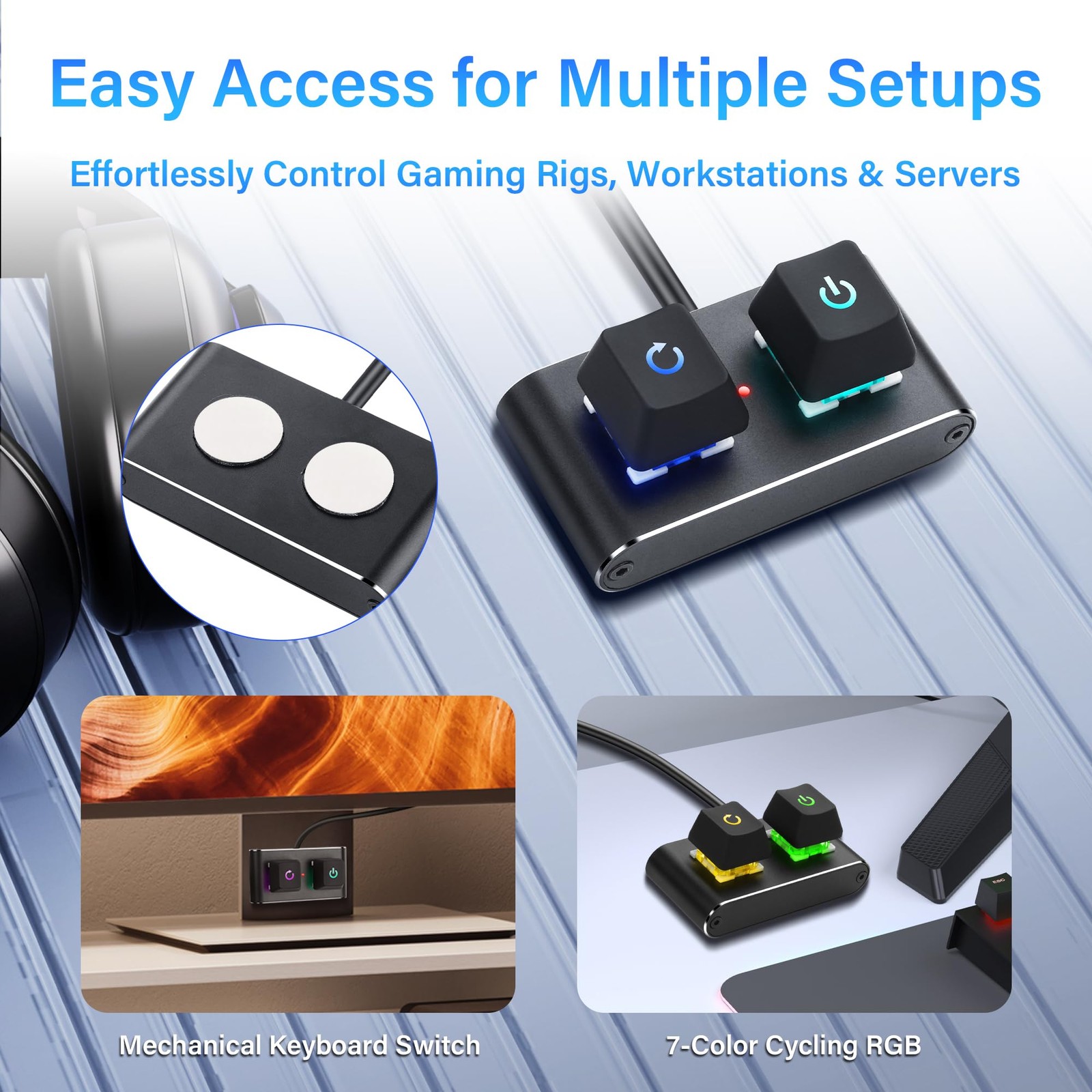 Case Accessories External PC/ATX Switch with RGB LED & HDD Activity Light – 2…