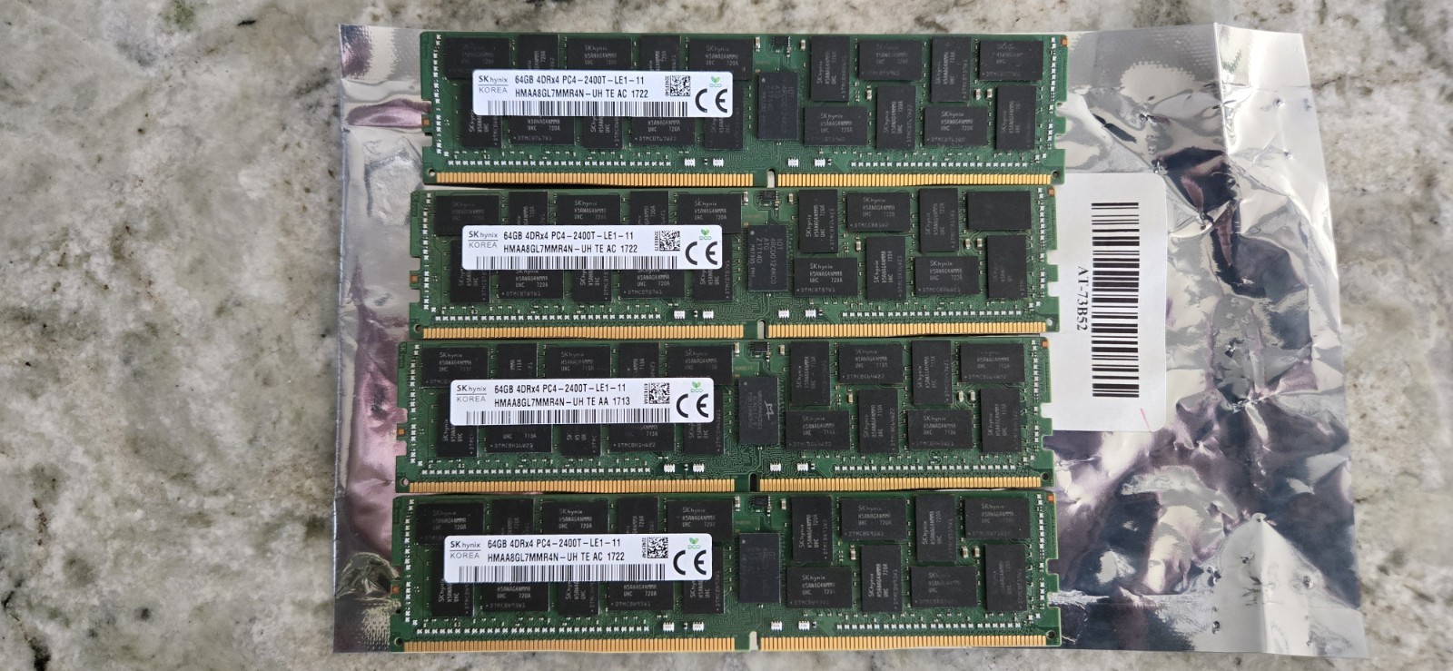 64GB 4DRx4 PC4-19200 ECC LRDIMM DDR4 2400MHz Hynix part # HMAA8GL7MMR4N-UH