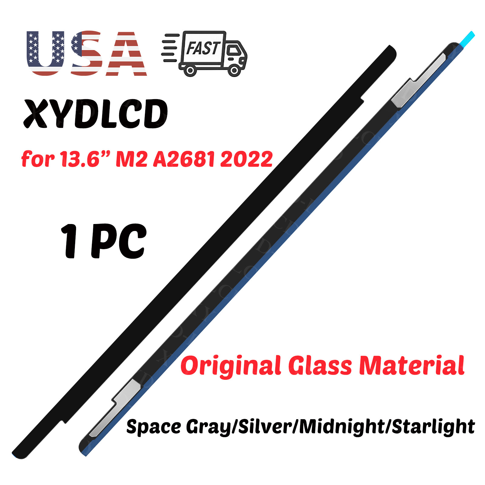 LCD Screen Original Glass Bezel Cover Logo for MacBook Air M2 2022 13.6” A2681