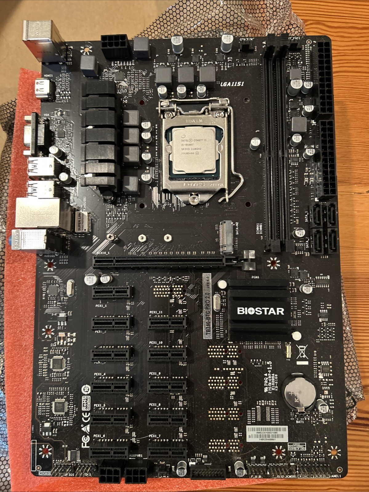 BIOSTAR TB360‑BTC PRO 2.0 Motherboard + Intel Core i5‑8500T CPU Bundle